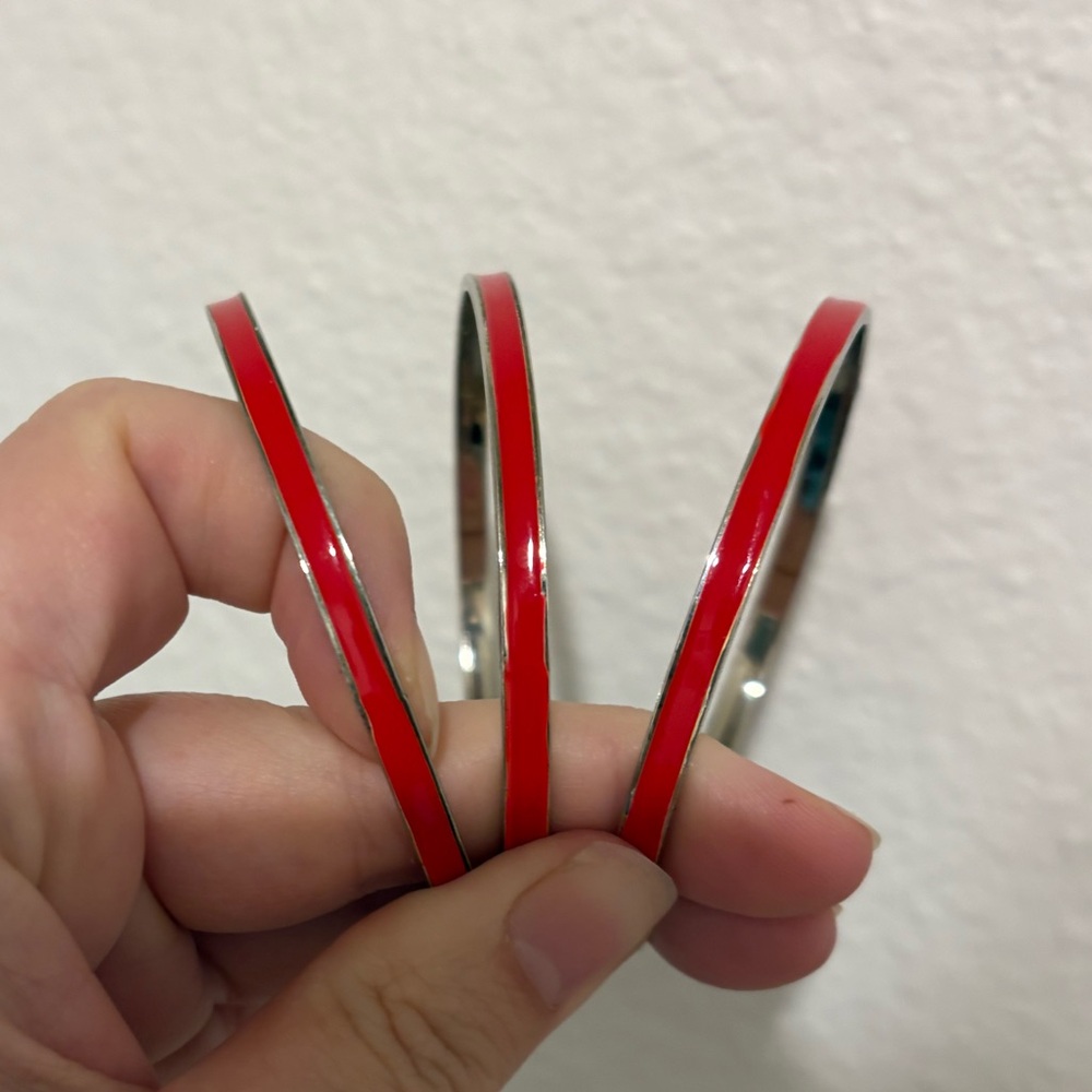 Red enamel bangle bracelets